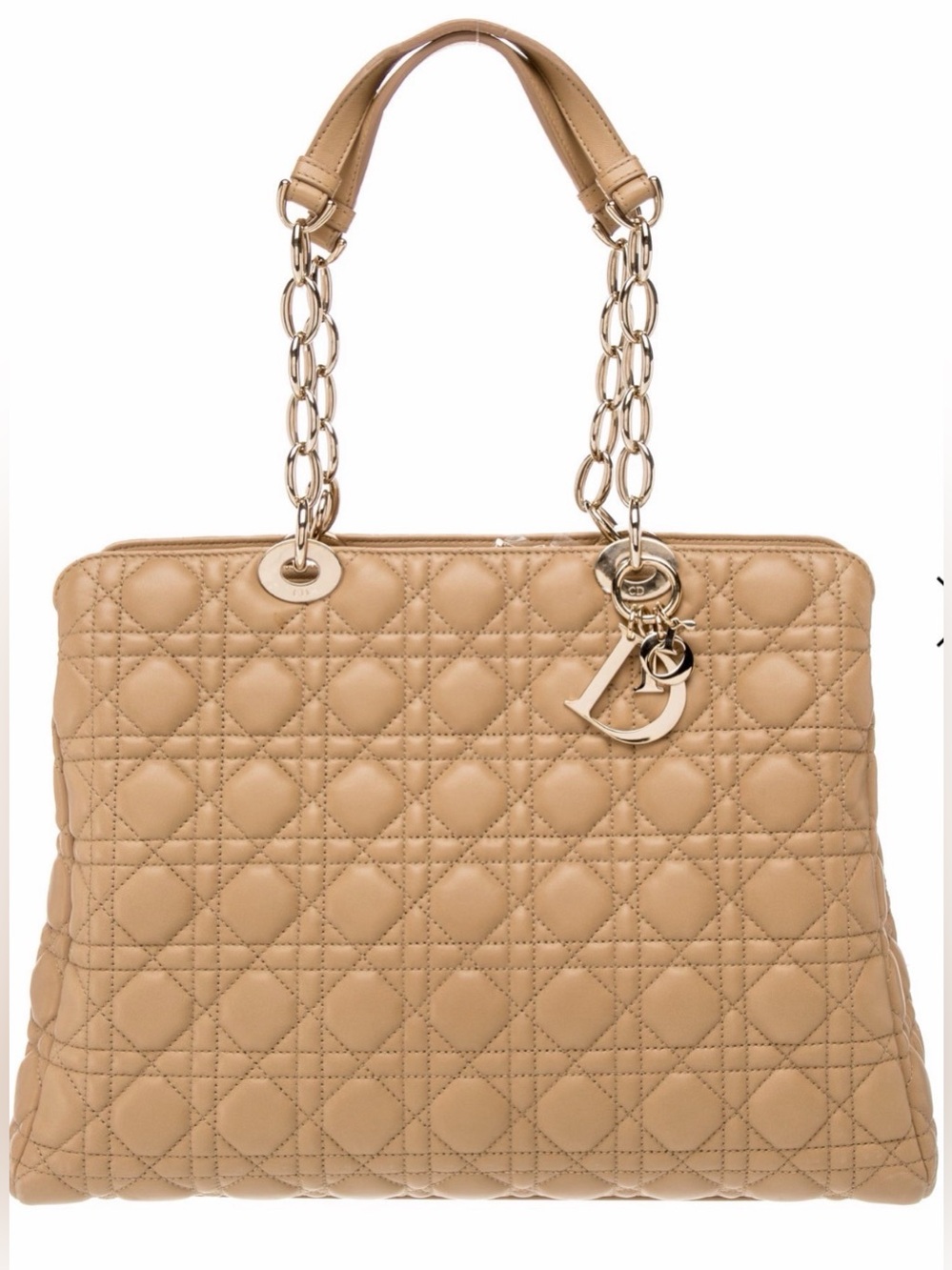 Christian Dior Soft Lady Dior shopping tote beige lambskin cannage stitching